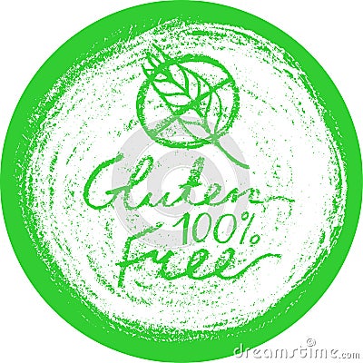 Circle label Gluten free vector. Hand drawn round label of gluten-free. Vector Illustration